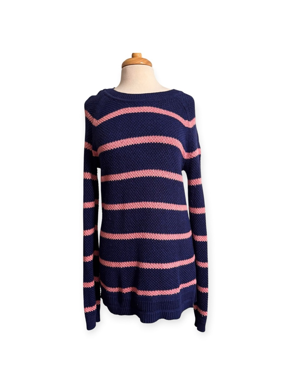 Old Navy Striped Navy and Pink Crewneck Sweater size Large Tall